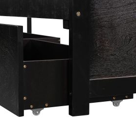 L-Shaped Platform Bed With Trundle And Drawers Linked With Built-in Desk,Twin Size