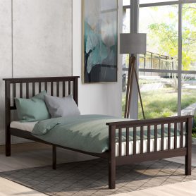 Wood Platform Bed With Headboard And Footboard, Twin