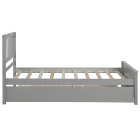 Wooden Twin Size Platform Bed With Trundle