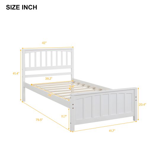 Wood Platform Bed,Twin Size