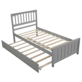 Wooden Twin Size Platform Bed With Trundle