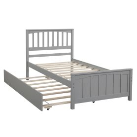 Wooden Twin Size Platform Bed With Trundle