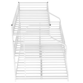 Twin XL/Full/Queen Triple Bunk Bed with Long and Short Ladder and Full-Length Guardrails