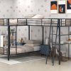 L-Shaped Twin over Twin Bunk Bed with Twin Size Loft Bed with Desk and Shelf