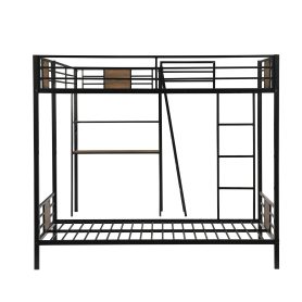 L-Shaped Twin over Twin Bunk Bed with Twin Size Loft Bed with Desk and Shelf