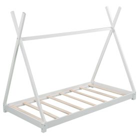 Twin Size House Platform Bed With Triangle Tructure