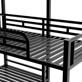 L-Shaped Metal Triple Twin Size Bunk Bed, Black