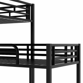 L-Shaped Metal Triple Twin Size Bunk Bed, Black