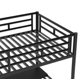 Twin Size Metal Loft Bed Frame with Desk, No Box Spring Needed