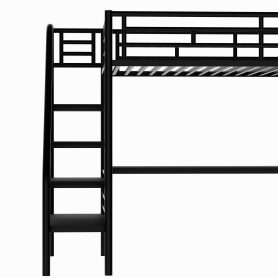 Twin Size Metal Loft Bed Frame with Desk, No Box Spring Needed