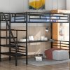 Twin Size Metal Loft Bed Frame with Desk, No Box Spring Needed