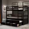 Twin Bunk Bed with Ladder, Safety Rail, Twin Trundle Bed with 3 Drawers 2 Twin Bunk Bed with Ladder, Safety Rail, Twin Trundle Bed with 3 Drawers