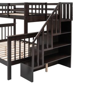 Stairway Twin-Over-Full Bunk Bed with Drawer, Storage and Guard Rail