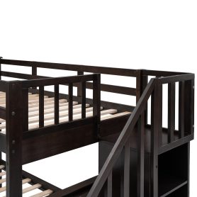 Stairway Twin-Over-Full Bunk Bed with Drawer, Storage and Guard Rail