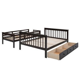 Stairway Twin-Over-Full Bunk Bed with Drawer, Storage and Guard Rail