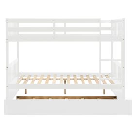 Full Over Full Bunk Bed with Trundle, Convertible to 2 Full Size Platform Bed