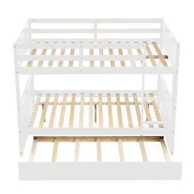 Full Over Full Bunk Bed with Trundle, Convertible to 2 Full Size Platform Bed