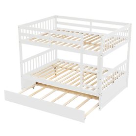 Full Over Full Bunk Bed with Trundle, Convertible to 2 Full Size Platform Bed