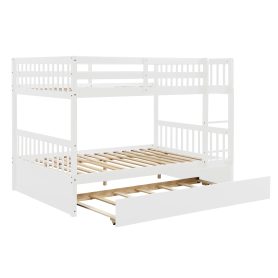Full Over Full Bunk Bed with Trundle, Convertible to 2 Full Size Platform Bed