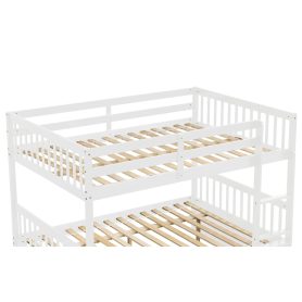 Full Over Full Bunk Bed with Trundle, Convertible to 2 Full Size Platform Bed