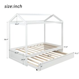 Twin Size House Bed With Trundle, Can Be Decorated