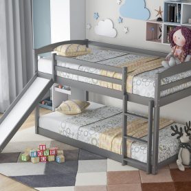 Twin Over Twin Bunk Beds With Convertible Slide And Ladder