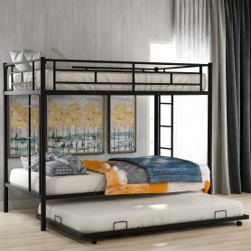 Metal Twin Over Twin Bunk Bed With Trundle