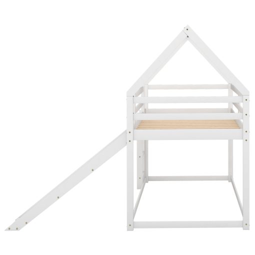 Twin Size Bunk House Beds With Slide And Ladder