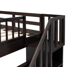 Full-over-full Bunk Bed With Drawer, Stairway And Guard Rail