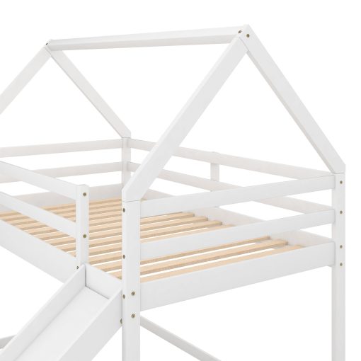 Twin Size Bunk House Beds With Slide And Ladder