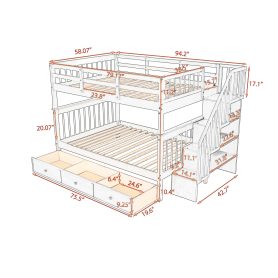 Full-over-full Bunk Bed With Drawer, Stairway And Guard Rail