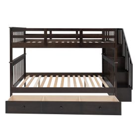 Full-over-full Bunk Bed With Drawer, Stairway And Guard Rail
