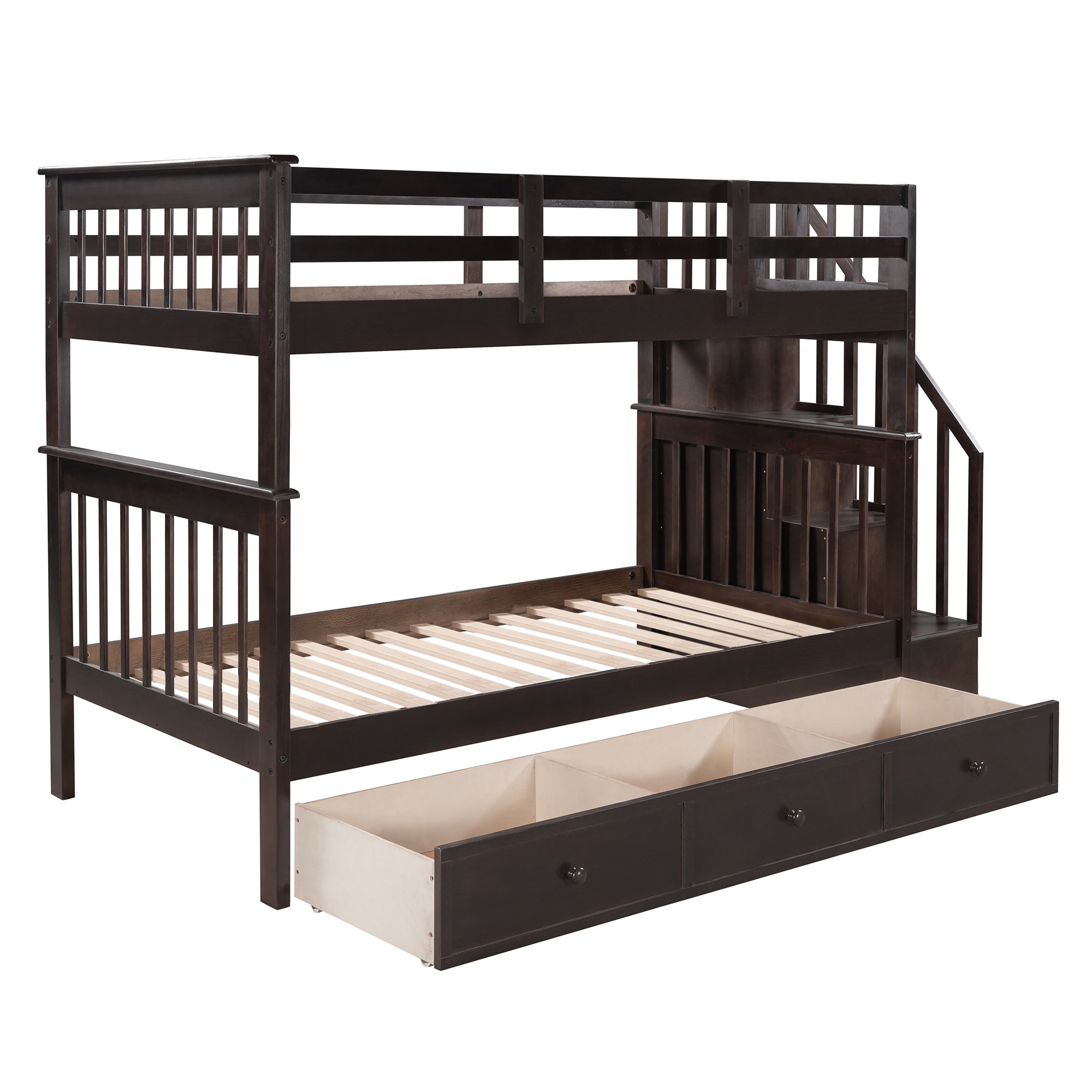 Stairway Twin-over-twin Bunk Bed With Three Drawers For Bedroom 11 Stairway Twin-over-twin Bunk Bed With Three Drawers For Bedroom