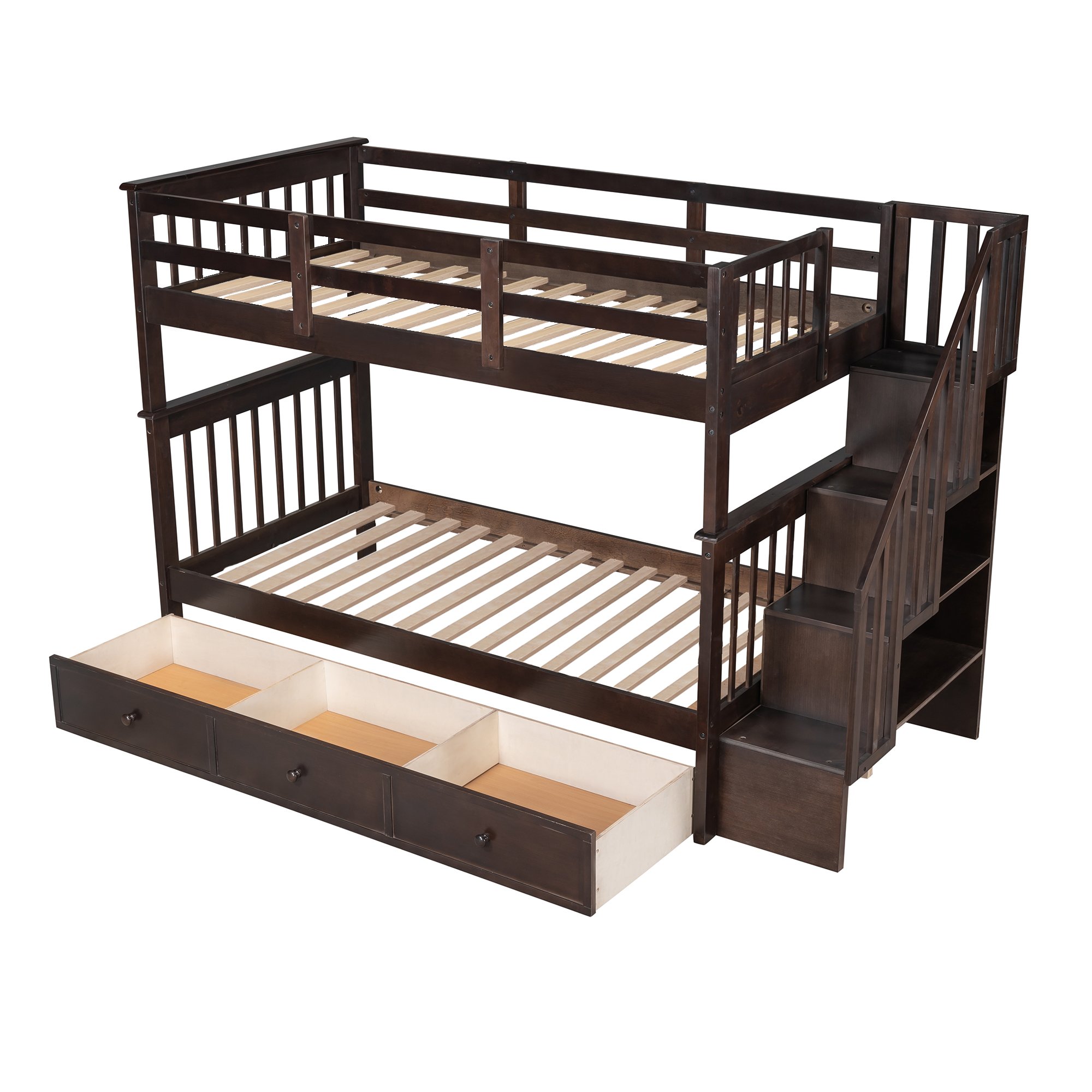 Stairway Twin-over-twin Bunk Bed With Three Drawers For Bedroom 8 Stairway Twin-over-twin Bunk Bed With Three Drawers For Bedroom