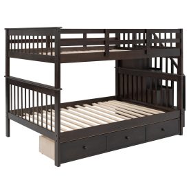 Full-over-full Bunk Bed With Drawer, Stairway And Guard Rail