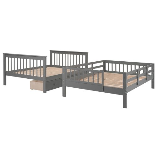 Full-over-full Bunk Bed With Drawer, Stairway And Guard Rail
