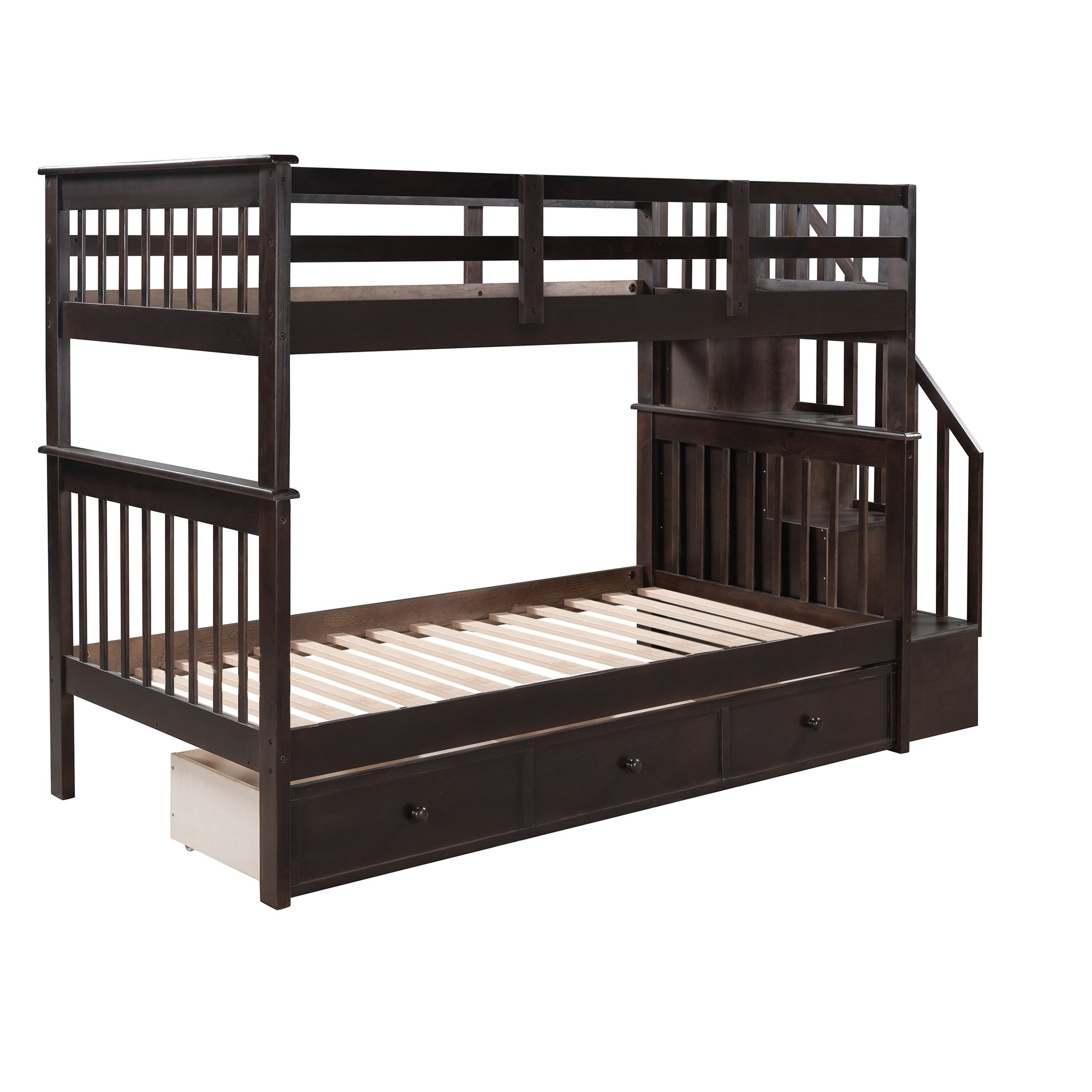 Stairway Twin-over-twin Bunk Bed With Three Drawers For Bedroom 12 Stairway Twin-over-twin Bunk Bed With Three Drawers For Bedroom