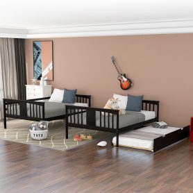 Full Over Full Bunk Bed With Twin Size Trundle And Ladder