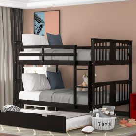 Full Over Full Bunk Bed With Twin Size Trundle And Ladder