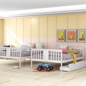 Full over Full Bunk Bed with Drawers and Ladder for Bedroom