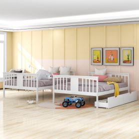 Full over Full Bunk Bed with Drawers and Ladder for Bedroom