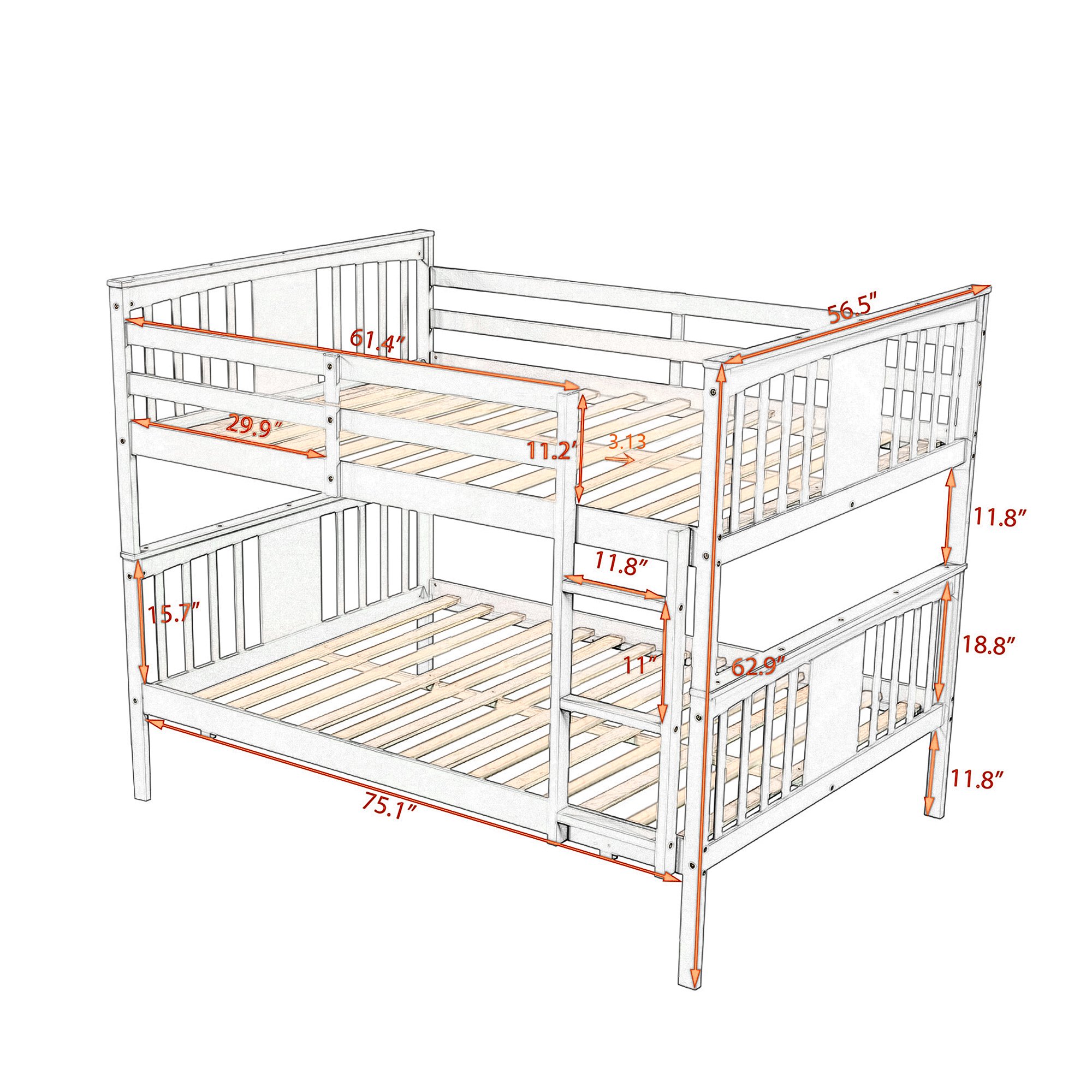 Full Over Full Bunk Bed With Ladder For Bedroom 15 Full Over Full Bunk Bed With Ladder For Bedroom