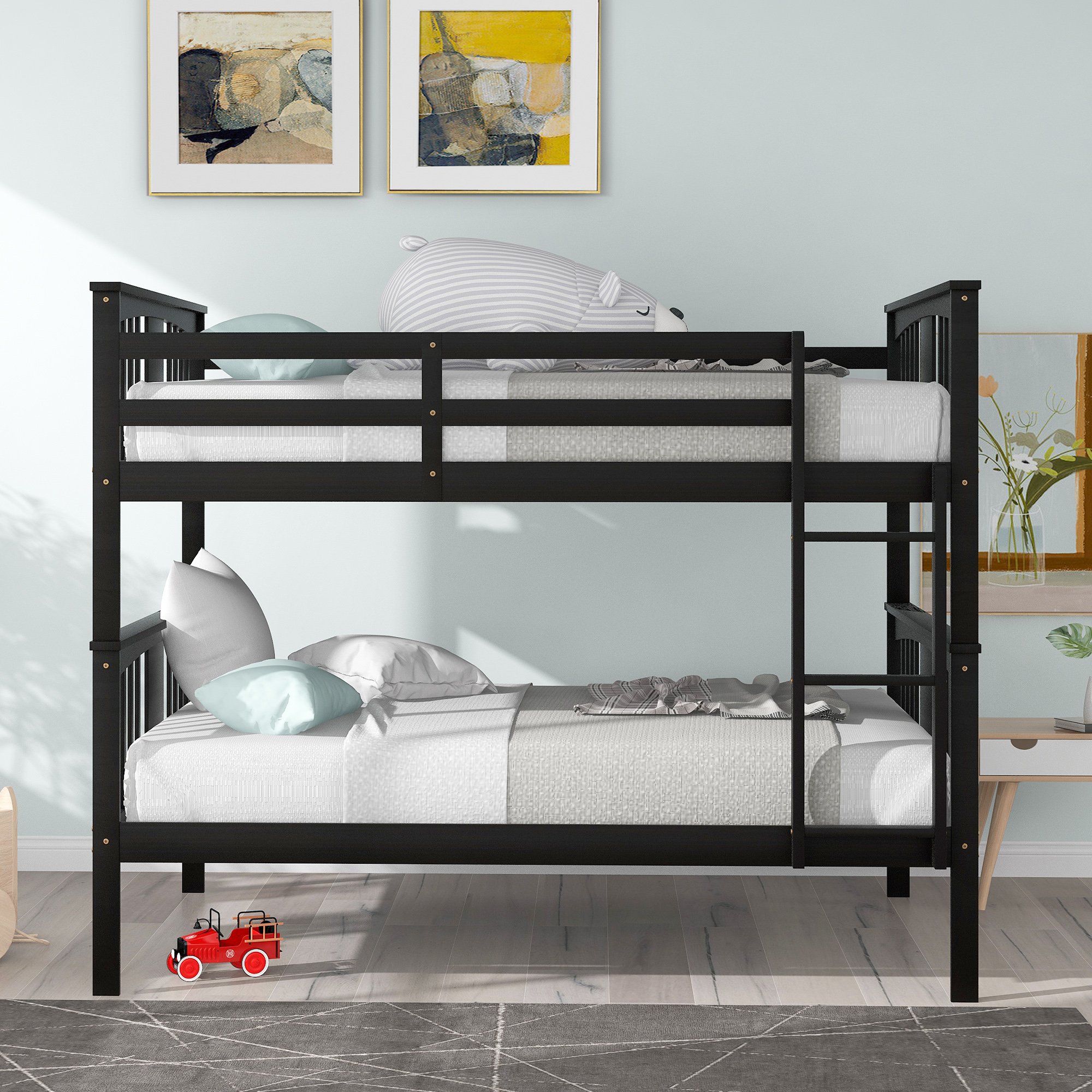 Full Over Full Bunk Bed With Ladder For Bedroom 4 Full Over Full Bunk Bed With Ladder For Bedroom