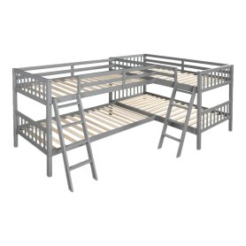 L-Shaped Bunk Bed With Ladder, Twin Over Twin 14 L-Shaped Bunk Bed With Ladder, Twin Over Twin