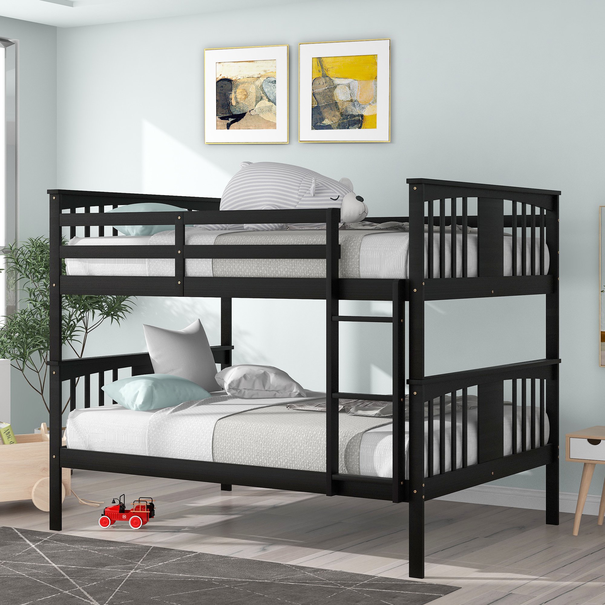 Full Over Full Bunk Bed With Ladder For Bedroom 3 Full Over Full Bunk Bed With Ladder For Bedroom