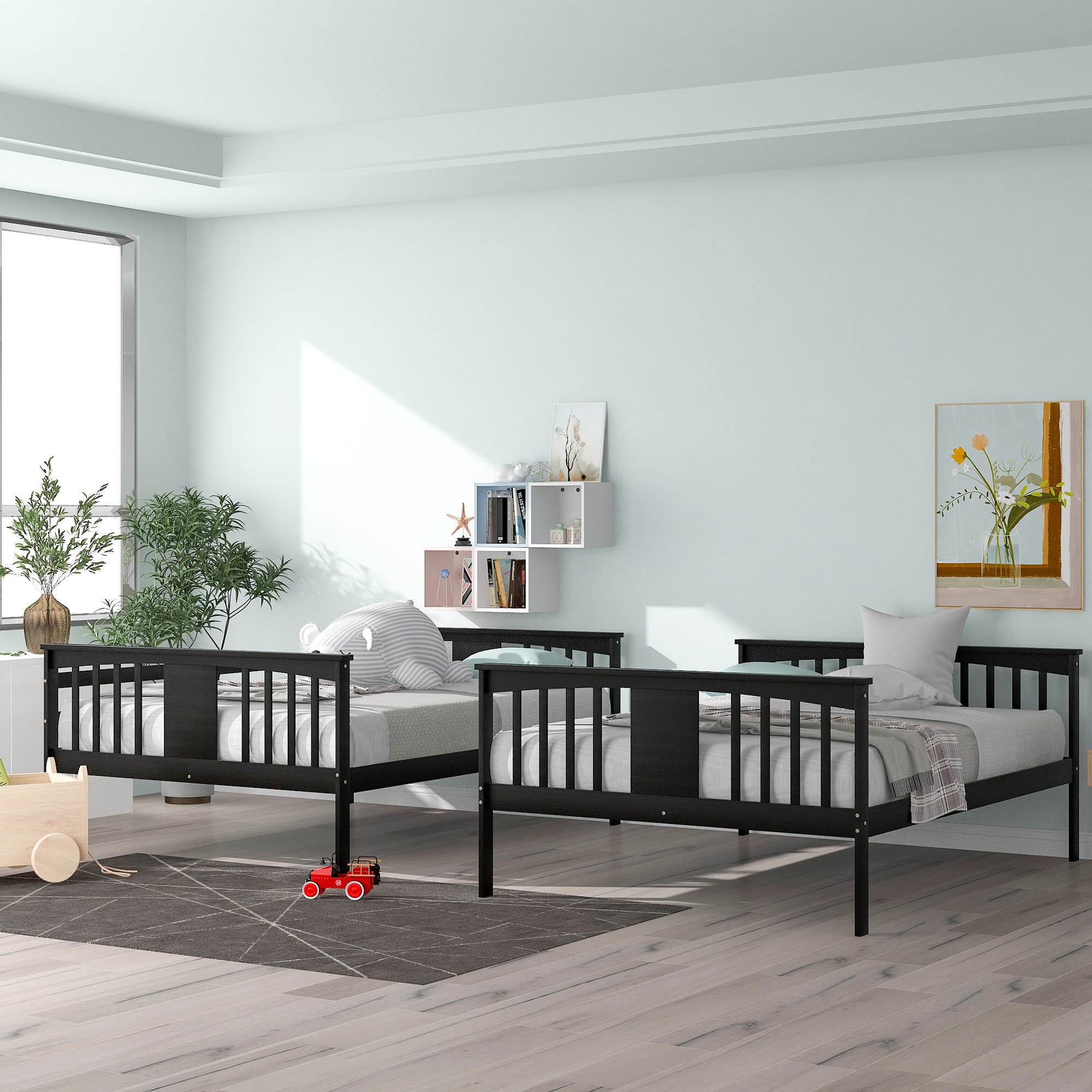 Full Over Full Bunk Bed With Ladder For Bedroom 6 Full Over Full Bunk Bed With Ladder For Bedroom