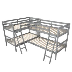 L-Shaped Bunk Bed With Ladder, Twin Over Twin 15 L-Shaped Bunk Bed With Ladder, Twin Over Twin