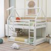 Twin Over Twin Low Bunk Bed With Ladder, House Shape