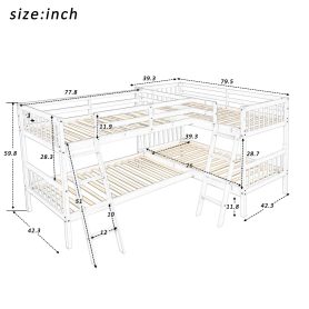 L-Shaped Bunk Bed With Ladder, Twin Over Twin 19 L-Shaped Bunk Bed With Ladder, Twin Over Twin