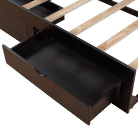 Wooden Extendable Daybed With Trundle Bed And Two Storage Drawers